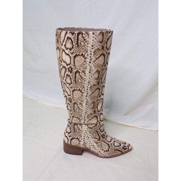 🆕 VINCE CAMUTO Beaanna Knee High Snake Print Boot Natural 8 - Picture 8 of 13